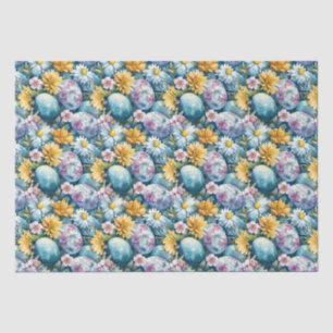 Paasbloemen en gekleurde eieren tissuepapier