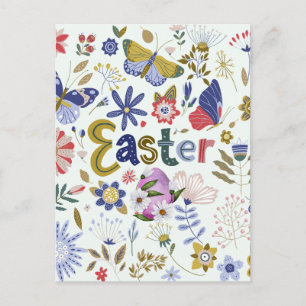 Paasbloemen en Vlinders Natuur Briefkaart