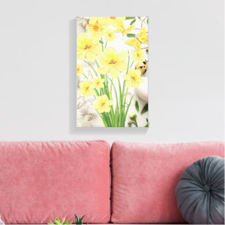 Paasbloemen om je woonkamer of keuken te verlichte canvas afdruk