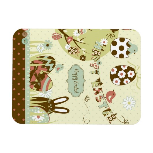 Paasboom en een waslijn met letters magneet (Horizontaal)