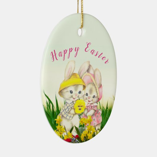  paasboom met Bunny Rabbit Keramisch Ornament (Rechts)