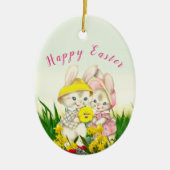  paasboom met Bunny Rabbit Keramisch Ornament (Voorkant)