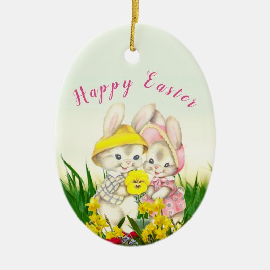  paasboom met Bunny Rabbit Keramisch Ornament (Voorkant)