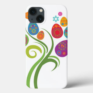 Paasboom met gekleurde eieren en bloemen iPhone 13 hoesje