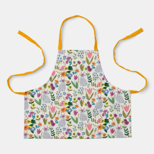 Paasbroodroze en groene schattige lentesflorapron schort