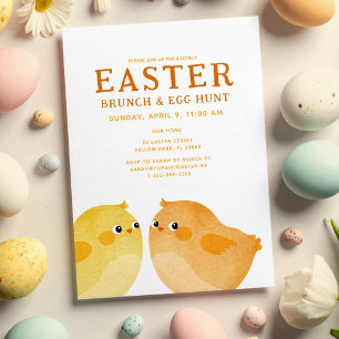 Paasbrunch & eierenjacht met twee kleine kuikens kaart