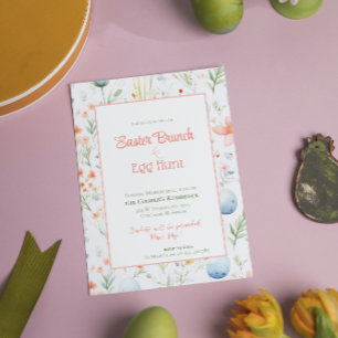 Paasbrunch & Eierjacht Paaseieren en -bloemen Feestdagenkaart