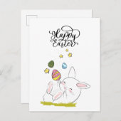 Paasbrunch & Eierjacht | Schattigee konijnenpaasei Uitnodiging Briefkaart (Voorkant / Achterkant)