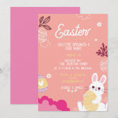 Paasbrunch, eierjacht Uitnodiging (Voorkant / Achterkant)