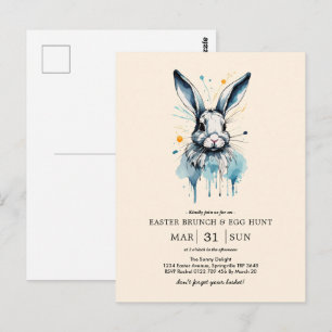 Paasbrunch & Eierjacht Waterkleur Bunny Briefkaart