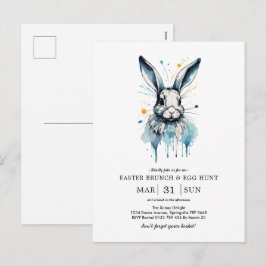 Paasbrunch & Eierjacht | Waterkleur Bunny Feestdagenkaart
