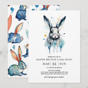 Paasbrunch & Eierjacht Waterkleur Bunny Kaart