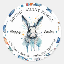 Paasbrunch & Eierjacht | Waterkleur Bunny Ronde Sticker