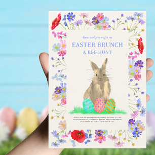 Paasbrunch Eierzoektocht Schattig Konijn Lente Blo Kaart