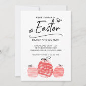 Paasbrunch en Egg Hunt Doodle Invitation Kaart (Voorkant)