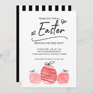 Paasbrunch en Egg Hunt Doodle Invitation Kaart