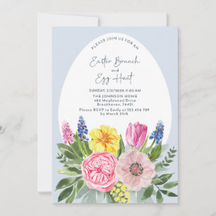 Paasbrunch en eierjacht Waterverf, blauw Kaart