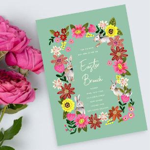 Paasbrunch floral bunny-uitnodiging kaart