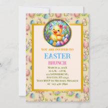 PAASBRUNCH, Kuiken, Bloemen en Kleurrijke Eieren