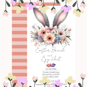 Paasbrunch Menu Schattige Bloemen Konijnenoren Kaart