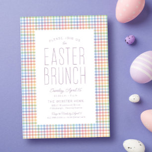 Paasbrunch pastel geruite lijst zoet eenvoudig kaart