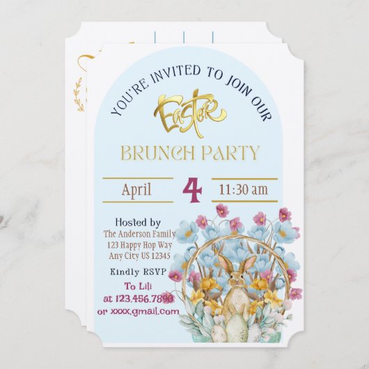 Paasbrunch uitnodiging (Voorkant / Achterkant)