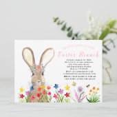 Paasbrunch Waterverf Konijneneieren Bloemen Kaart (Staand voorkant)