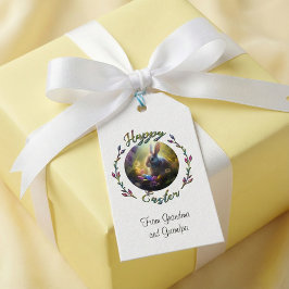 paasbundel en kuiken met eimanden cadeaulabel