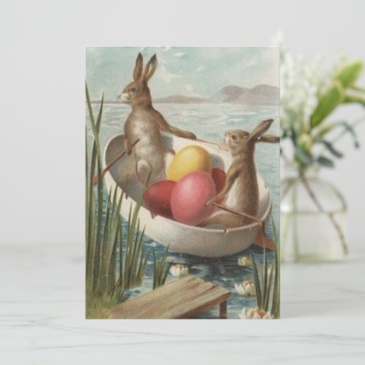 paasbundels met eieren in het kippenhok feestdagenkaart (Staand voorkant)