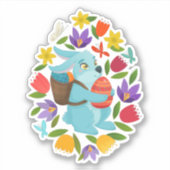 Paasbunny 2 lentbloemen sticker (Voorkant)