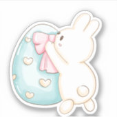PaasBunny Blue Egg Cute Vinyl Sticker (Voorkant)
