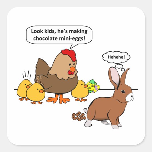PaasBunny Chocolate-Humor Vierkante Sticker (Voorkant)
