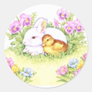 PaasBunny, Ducking en Flowers Ronde Sticker