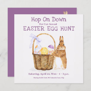 PaasBunny, Egg Hunt Party Invitation Kaart