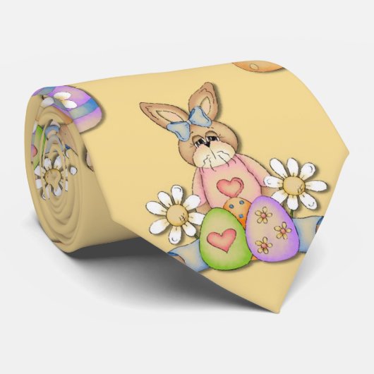 Paasbunny Eggs Silky Mannen Stropdas (Opgerold)