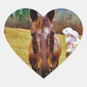 PaasBunny en bruin paard Hart Sticker