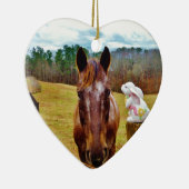 PaasBunny en bruin paard Keramisch Ornament (Rechts)