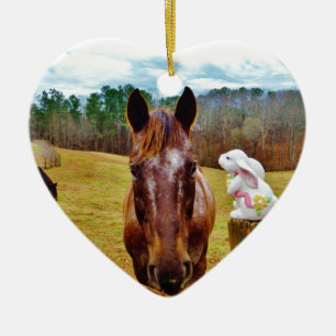 PaasBunny en bruin paard Keramisch Ornament
