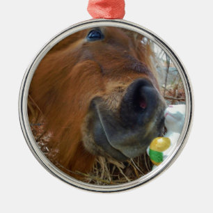 PaasBunny en bruin paard Metalen Ornament