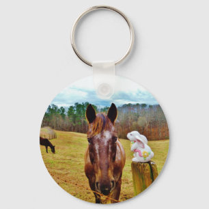 PaasBunny en bruin paard Sleutelhanger