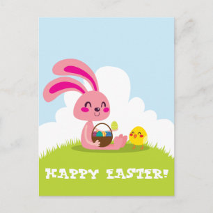 PaasBunny en Chick Feestdagenkaart