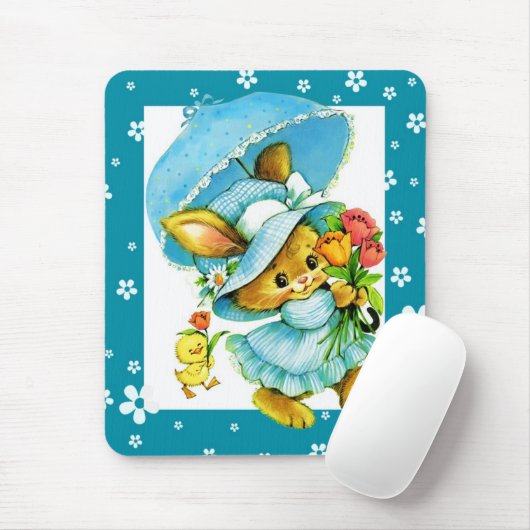 paasbunny en Chick. Geschenk Muismat (Met muis)