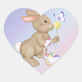 paasbunny en mandje hart sticker