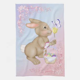 paasbunny en mandje theedoek