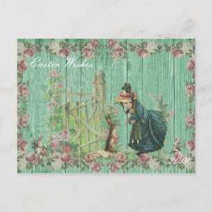  paasbunny Floral Feestdagenkaart