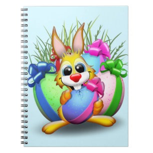 PaasBunny Funny and Cute Character Biting an Eg Notitieboek
