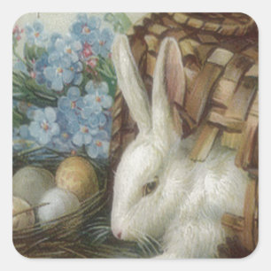 Paasbunny, gekleurd eimandje vergeet me vierkante sticker