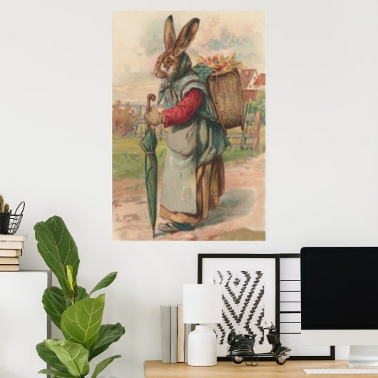 Paasbunny, gekleurd, gekleurde eitjes poster (Thuiskantoor)