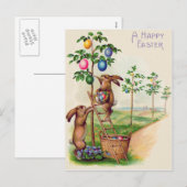 Paasbunny - gekleurde eiboom feestdagenkaart (Voorkant / Achterkant)