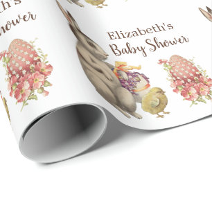 PaasBunny konijn en Baby shower van kippen Cadeaupapier